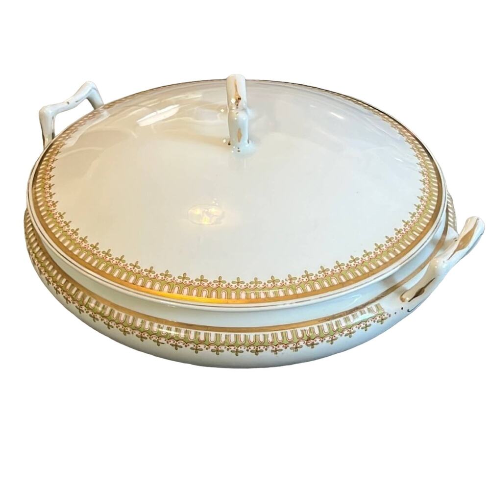 J & G Meakin Limited Covered Serving Dish Handles - Hanley England - gold